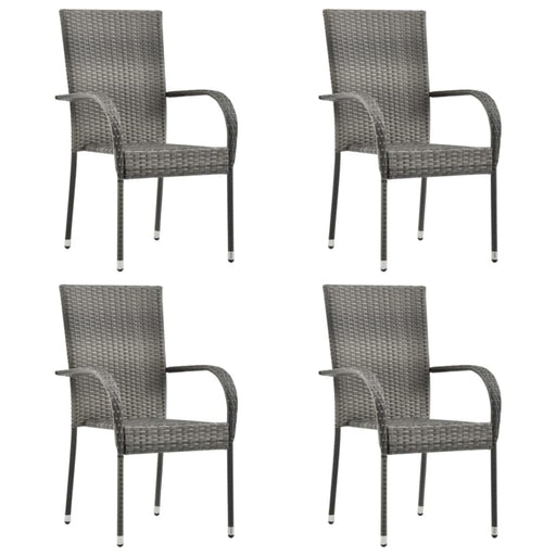 Stackable Outdoor Chairs 4 Pcs Grey Poly Rattan Tobbnp