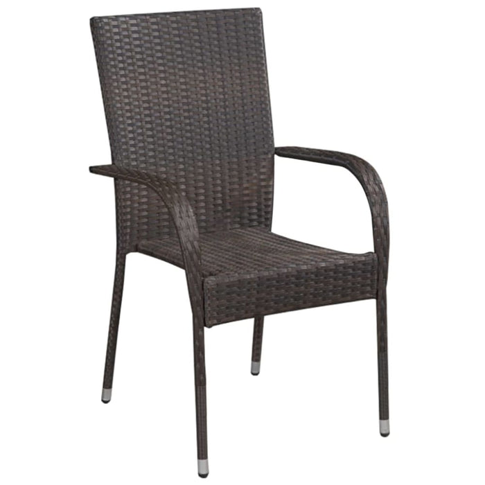 Stackable Outdoor Chairs 6 Pcs Poly Rattan Brown Tobbnl