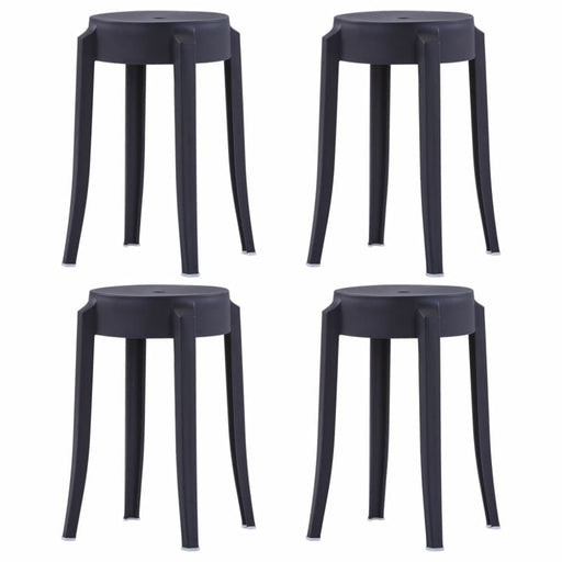 Stackable Stools 4 Pcs Black Plastic Gl726