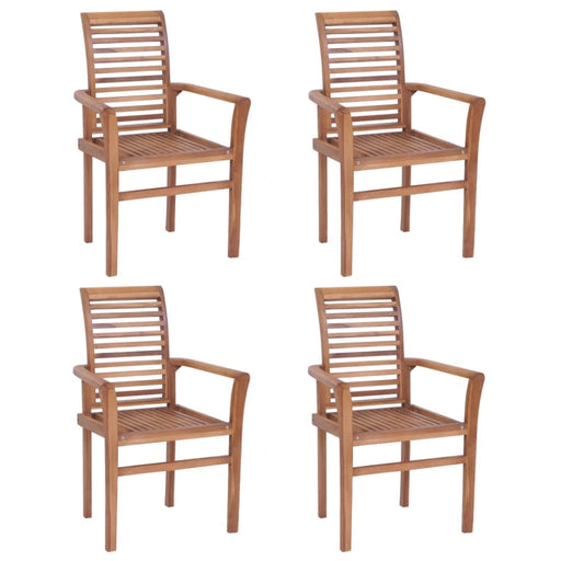 Stacking Dining Chairs 4 Pcs Solid Teak Aallp