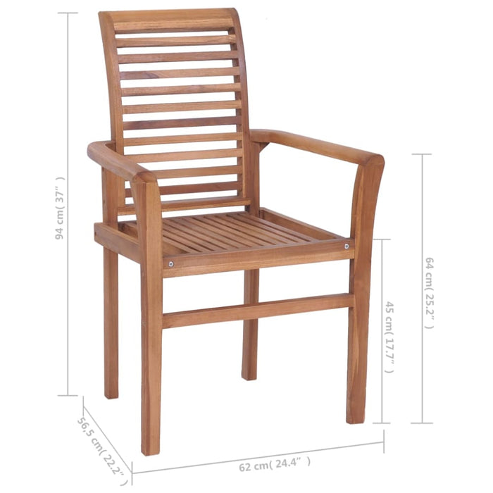 Stacking Dining Chairs 6 Pcs Solid Teak Wood Tbixkaa