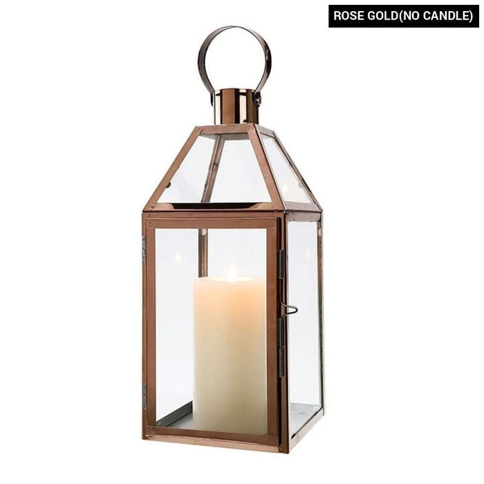 Stainless Steel Candle Hanging Lantern With Tempered Glass