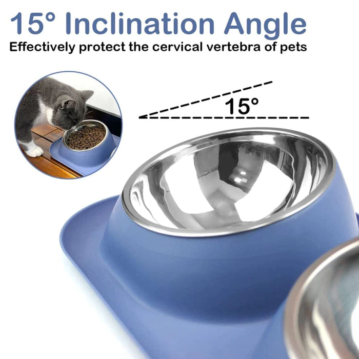 Stainless Steel Double Dog Bowl Anti Skid no Spill