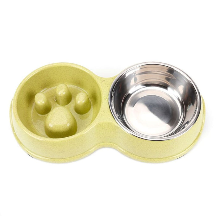 Stainless Steel Eco-friendly Slow Feeder Double Pet Food