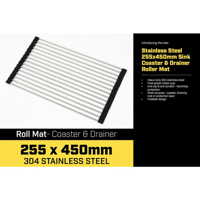 Stainless Steel Kitchen Sink Roller Mat - 255 x 450mm