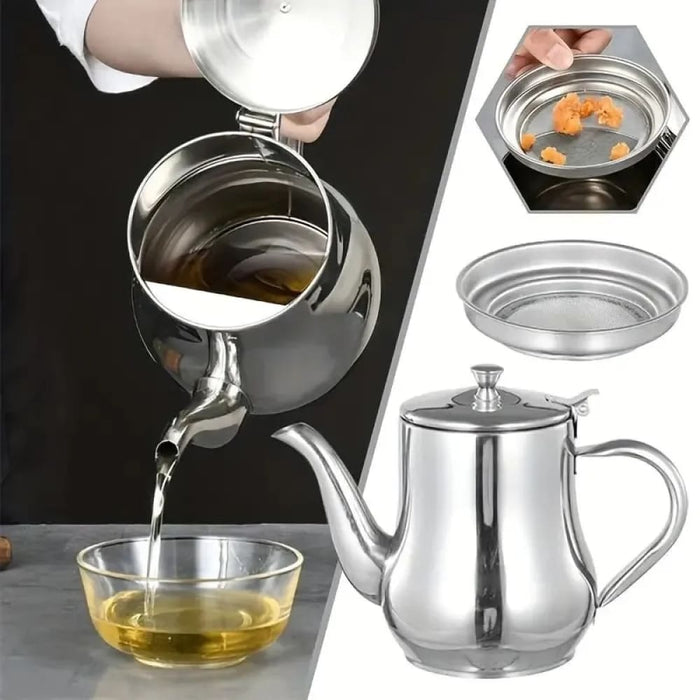 Stainless Steel Oil Pot With Filter Household Essential