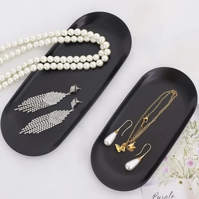 Stainless Steel Oval Tray For Jewellery Storage And Desktop