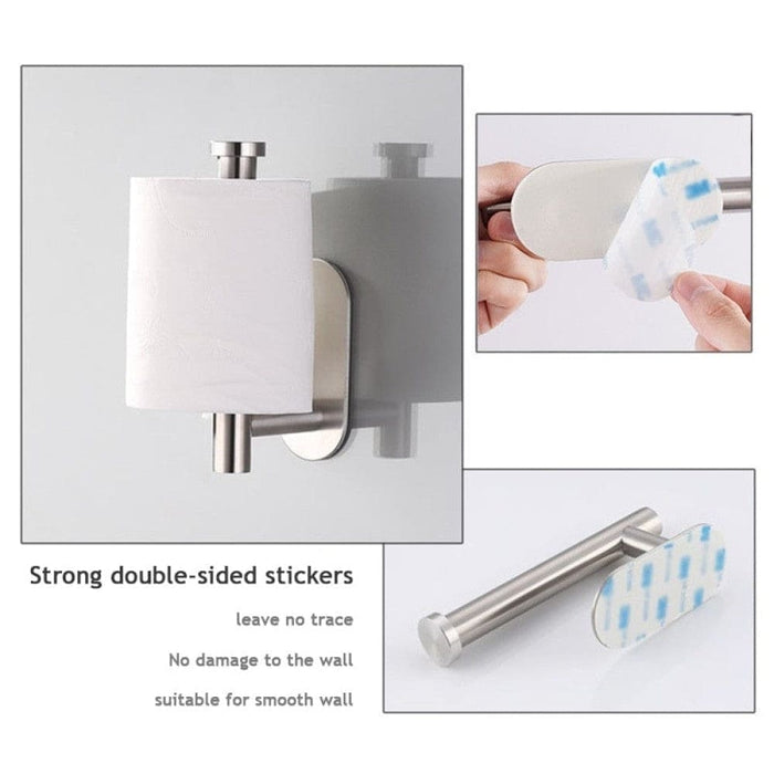 1pc Stainless Steel Paper Towel Holder No Punch Wall Mount