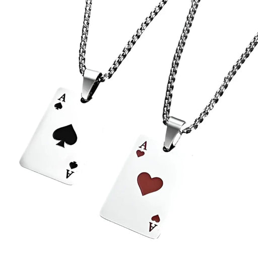 Stainless Steel Poker Card Necklace Set