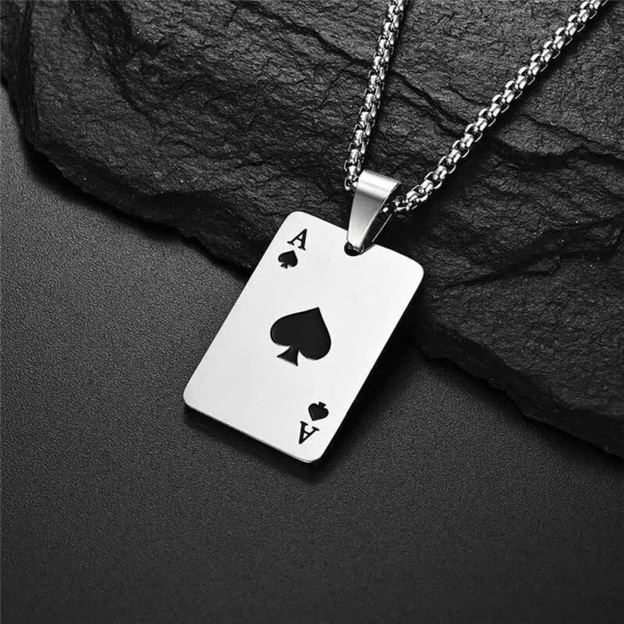 Stainless Steel Poker Card Necklace Set