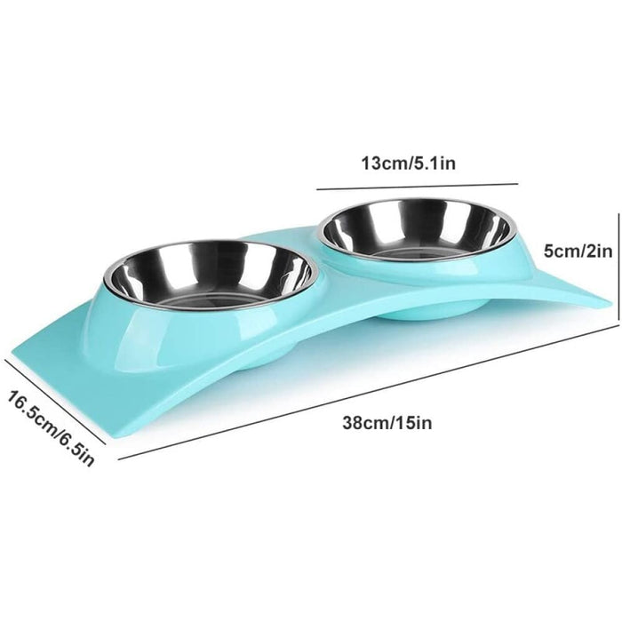 Stainless Steel Removable Food Water Double Pet Bowls