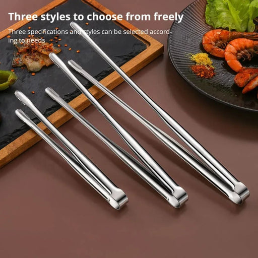 1pc Stainless Steel Silver Barbecue Clip Grill Tongs