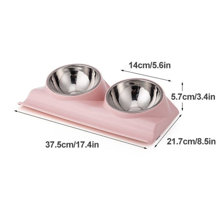 Stainless Steel Non-slip Double Dog Bowl With Raised Stand