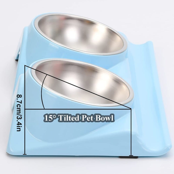 Stainless Steel Non-slip Double Dog Bowl With Raised Stand