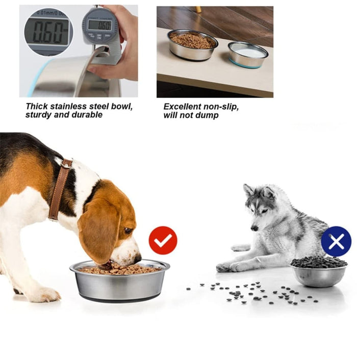 Stainless Steel Non-slip Pet Food Water Feeder Bowl