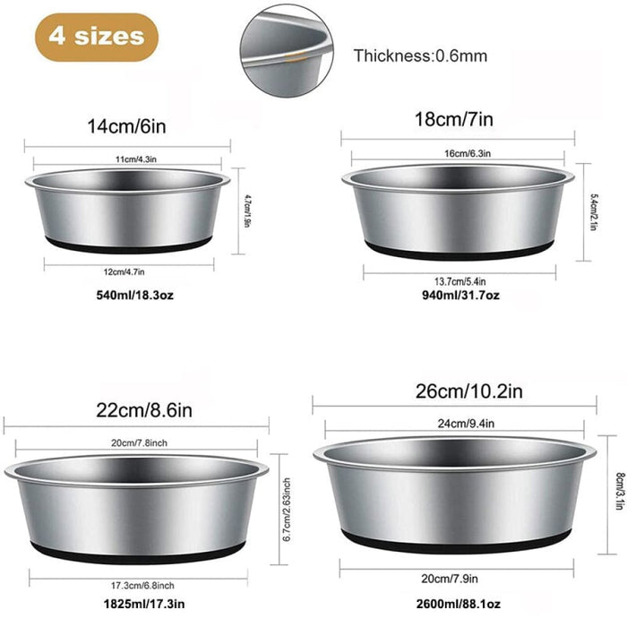 Stainless Steel Non-slip Pet Food Water Feeder Bowl