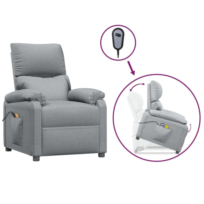 Stand Up Massage Recliner Chair Light Grey Fabric Topxabl