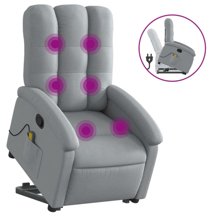 Stand Up Massage Recliner Chair Light Grey Fabric Txbpabb