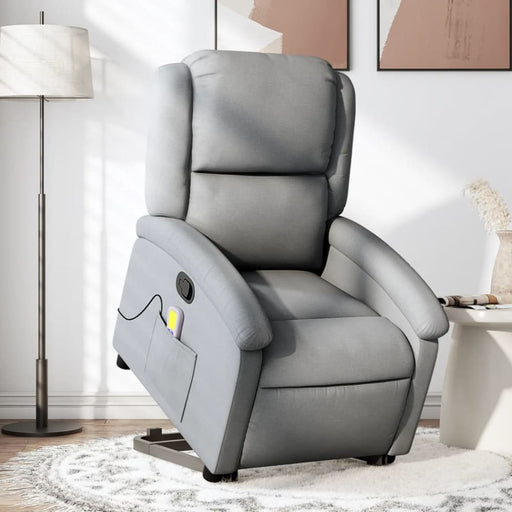 Stand Up Massage Recliner Chair Light Grey Fabric Txbpatx