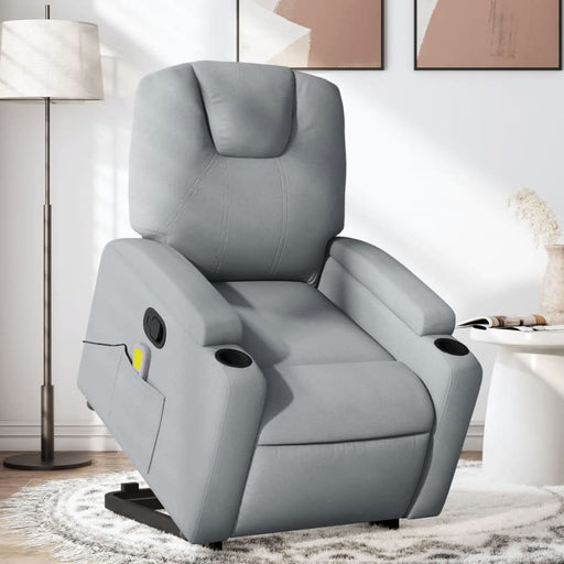 Stand Up Massage Recliner Chair Light Grey Fabric Txbppxn