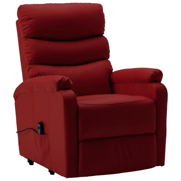 Stand Up Recliner Wine Red Faux Leather Gl9151