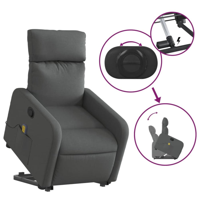 Stand Up Massage Recliner Chair Dark Grey Fabric Txblnib