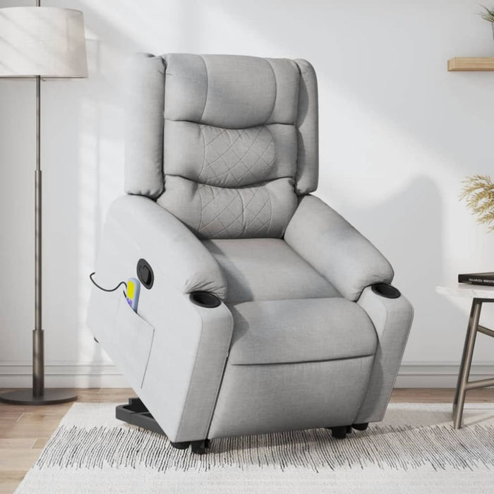 Stand Up Massage Recliner Chair Light Grey Fabric Txblnao