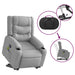 Stand Up Massage Recliner Chair Light Grey Fabric Txblnao