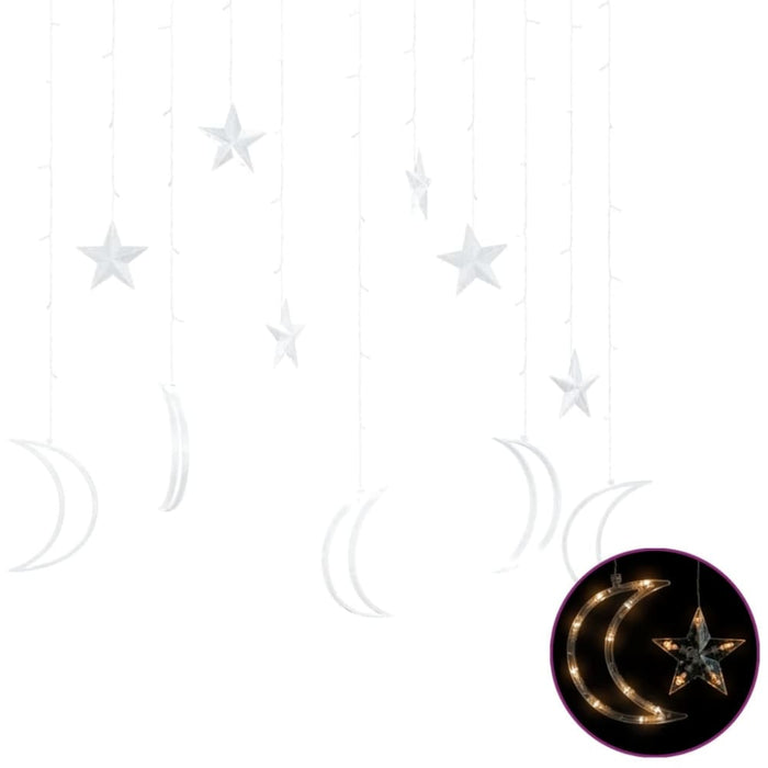 Star And Moon Fairy Lights Remote Control 138 Led Warm