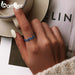 Sterling Silver 925 Lover Rings For Couple Blue Starry Sky