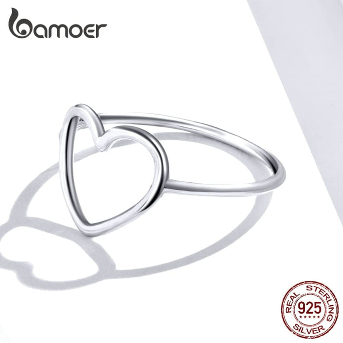 Sterling Silver 925 Simple Minimalist Heart Finger Rings