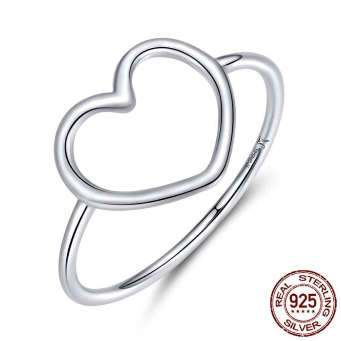 Sterling Silver 925 Simple Minimalist Heart Finger Rings