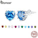 Sterling Silver Heart Birthstone Stud Earrings 6mm 0.84