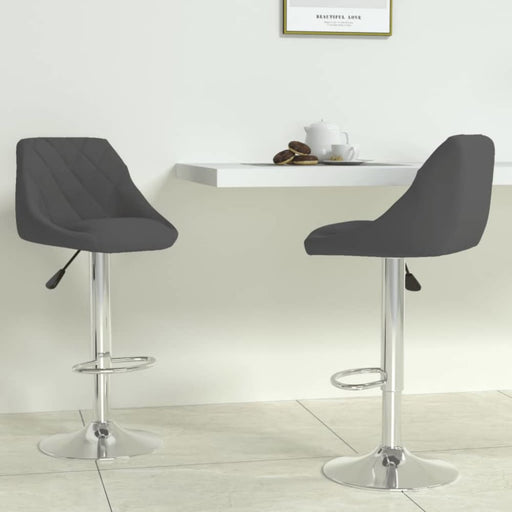 Bar Stool 2 Pcs Dark Grey Velvet Ttptbl