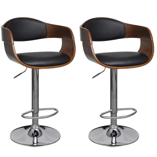 Bar Stools 2 Pcs Bent Wood And Faux Leather Gl72159