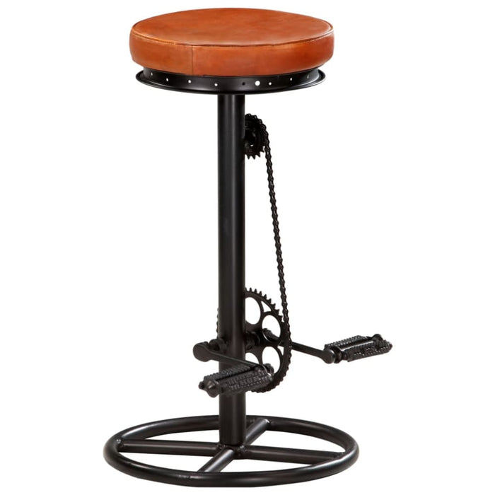 Bar Stools 2 Pcs Black And Brown Real Goat Leather Gl705696