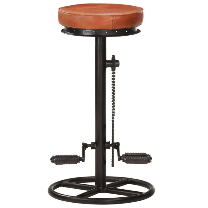 Bar Stools 2 Pcs Black And Brown Real Goat Leather Gl705696