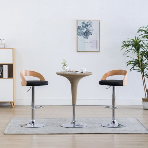 Bar Stools 2 Pcs Black Faux Leather And Bentwood Xntoan