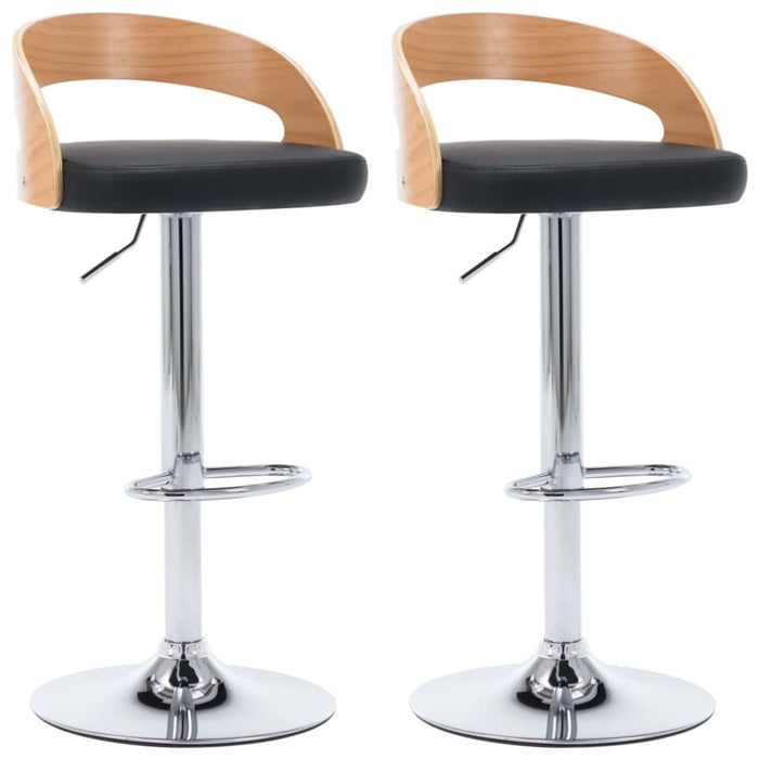 Bar Stools 2 Pcs Black Faux Leather And Bentwood Xntoan