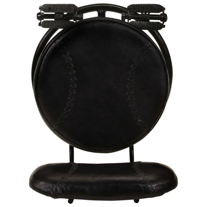 Bar Stools 2 Pcs Black Real Goat Leather Ttnxol