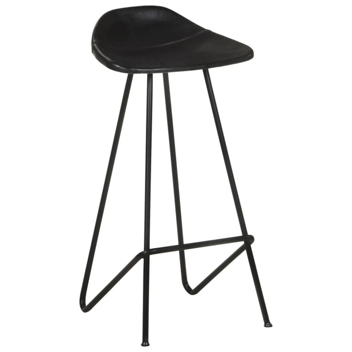 Bar Stools 2 Pcs Black Real Leather Gl66761