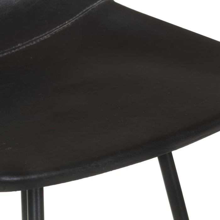 Bar Stools 2 Pcs Black Real Leather Gl66761