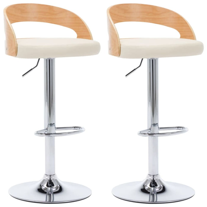 Bar Stools 2 Pcs Cream Faux Leather And Bentwood Xntoai