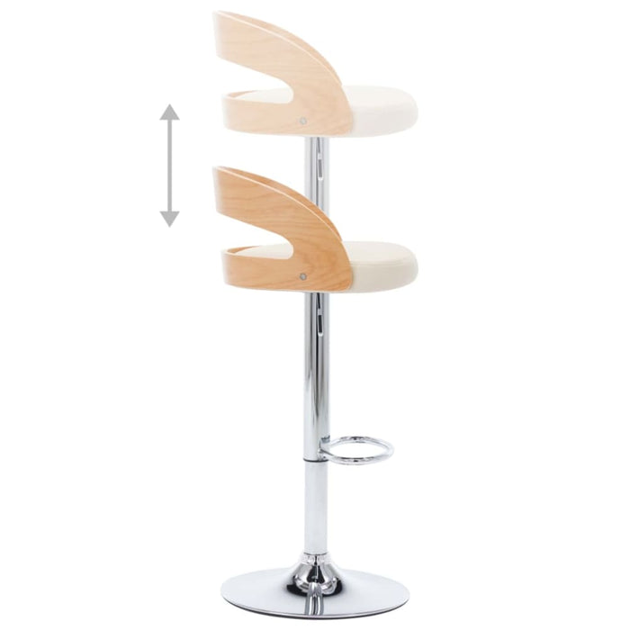 Bar Stools 2 Pcs Cream Faux Leather And Bentwood Xntoai