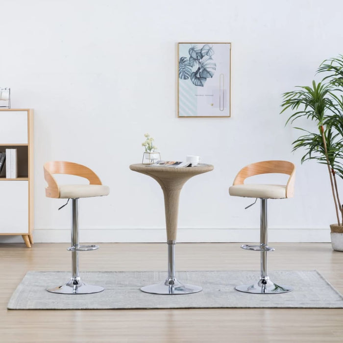 Bar Stools 2 Pcs Cream Faux Leather And Bentwood Xntoai