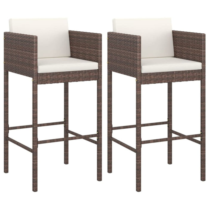 Bar Stools 2 Pcs With Cushions Brown Poly Rattan Gl67416656