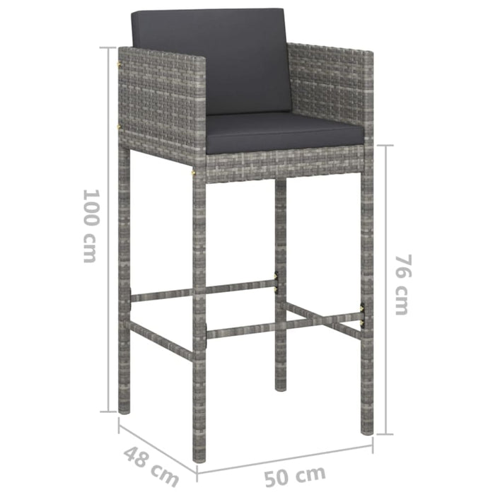 Bar Stools 2 Pcs With Cushions Grey Poly Rattan Gl6711665