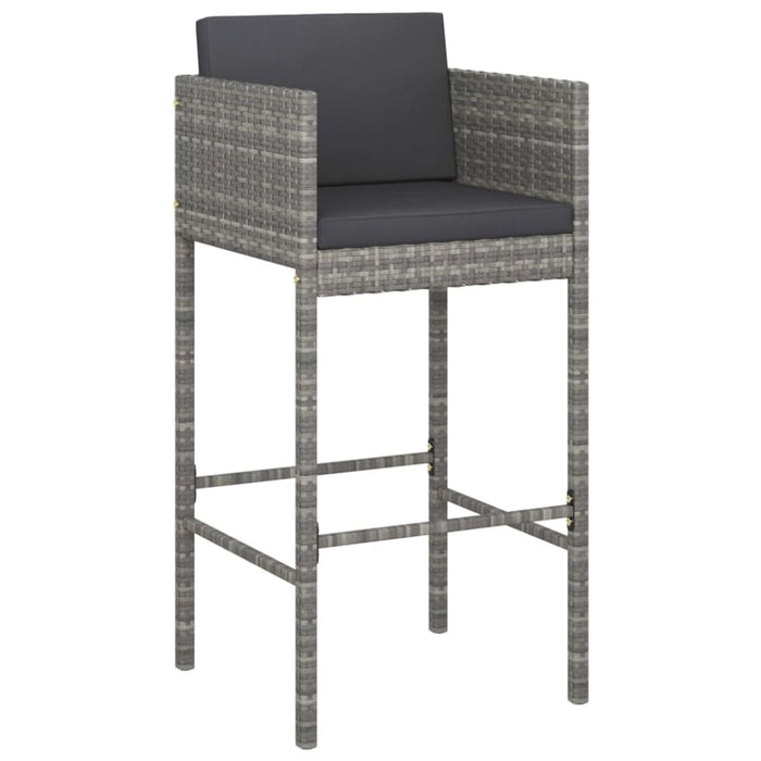 Bar Stools 2 Pcs With Cushions Grey Poly Rattan Gl6711665