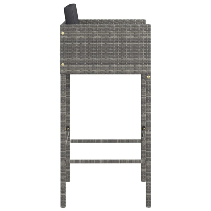 Bar Stools 2 Pcs With Cushions Grey Poly Rattan Gl6711665