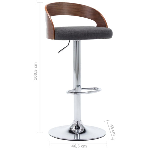 Bar Stools 2 Pcs Dark Grey Fabric And Bentwood Xntoal